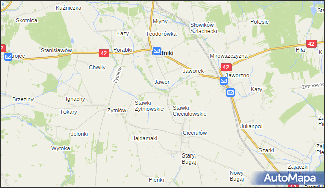 mapa Żurawie gmina Rudniki, Żurawie gmina Rudniki na mapie Targeo