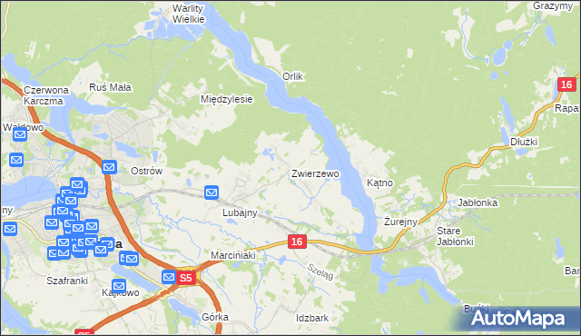 mapa Zwierzewo, Zwierzewo na mapie Targeo