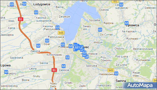mapa Żywiec, Żywiec na mapie Targeo