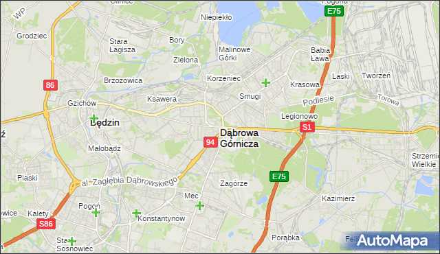 mapa Dąbrowa Górnicza, Dąbrowa Górnicza na mapie Targeo