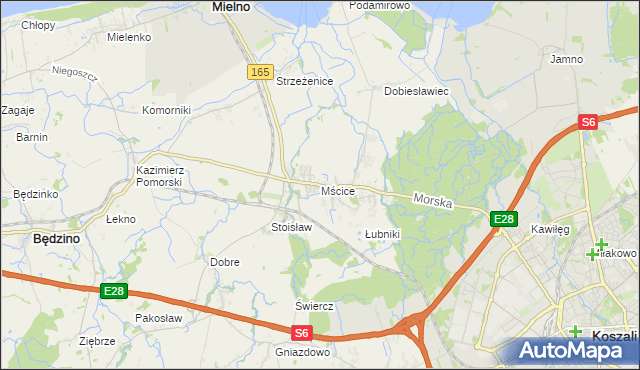 mapa Mścice, Mścice na mapie Targeo