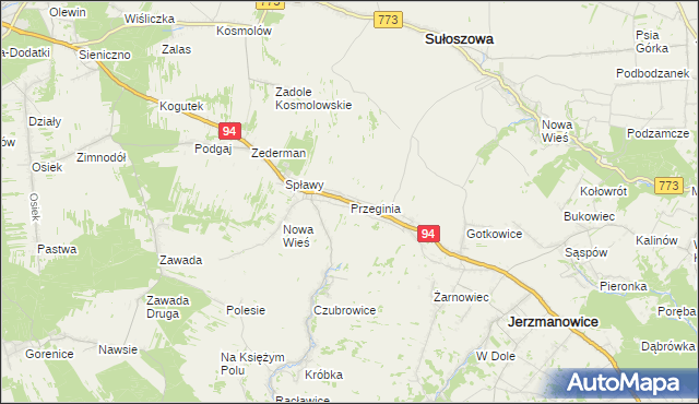 mapa Przeginia, Przeginia na mapie Targeo