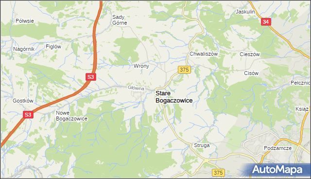 mapa Stare Bogaczowice, Stare Bogaczowice na mapie Targeo