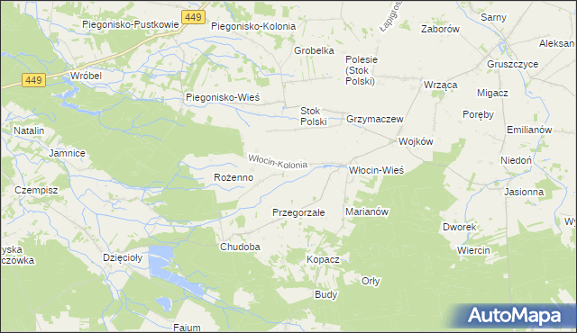 mapa Włocin-Kolonia, Włocin-Kolonia na mapie Targeo