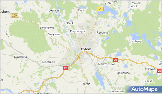 mapa Bytów, Bytów na mapie Targeo