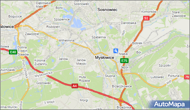 mapa Mysłowice, Mysłowice na mapie Targeo