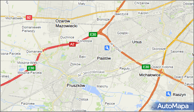 mapa Piastów powiat pruszkowski, Piastów powiat pruszkowski na mapie Targeo