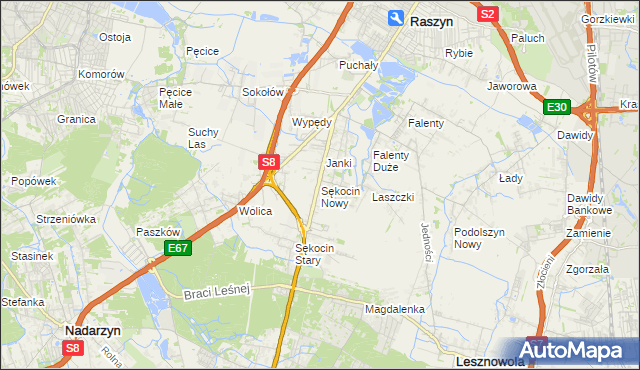 mapa Sękocin Nowy, Sękocin Nowy na mapie Targeo