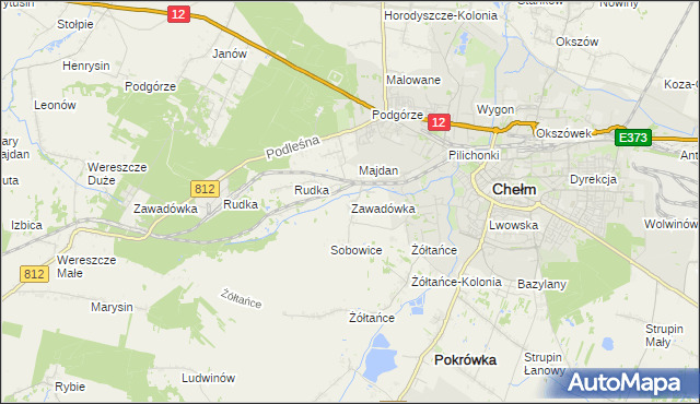 mapa Zawadówka gmina Chełm, Zawadówka gmina Chełm na mapie Targeo