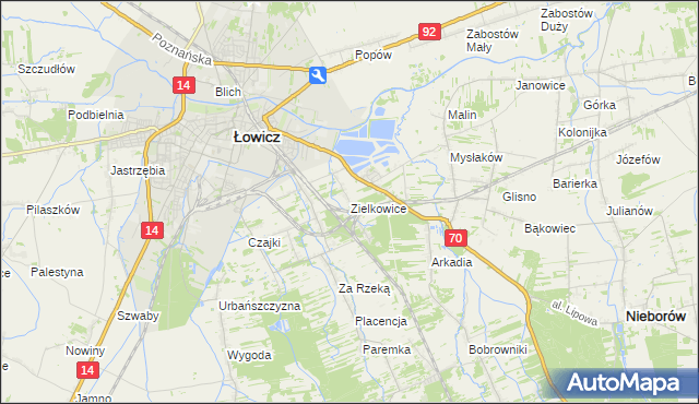 mapa Zielkowice, Zielkowice na mapie Targeo