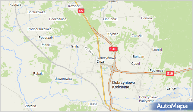 mapa Dobrzyniewo Duże, Dobrzyniewo Duże na mapie Targeo