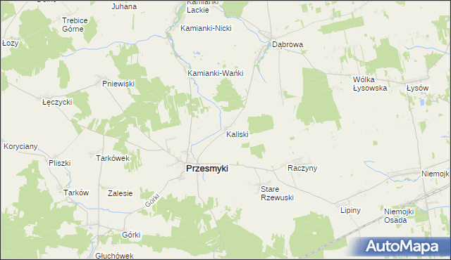 mapa Kaliski gmina Przesmyki, Kaliski gmina Przesmyki na mapie Targeo