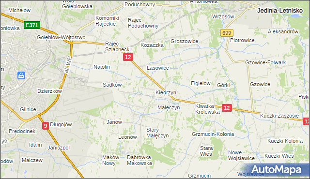 mapa Kiedrzyn gmina Gózd, Kiedrzyn gmina Gózd na mapie Targeo