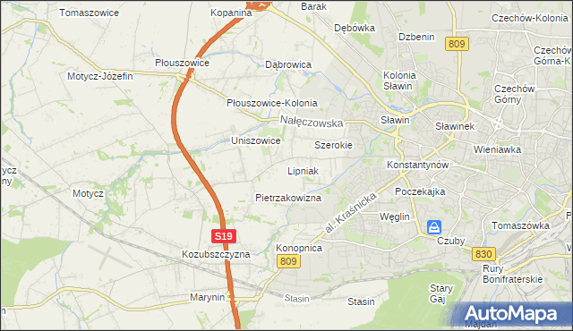 mapa Lipniak gmina Konopnica, Lipniak gmina Konopnica na mapie Targeo