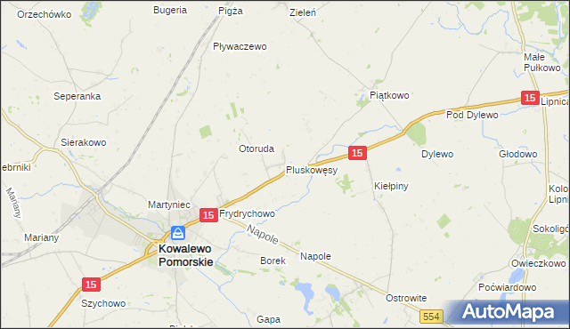 mapa Pluskowęsy gmina Kowalewo Pomorskie, Pluskowęsy gmina Kowalewo Pomorskie na mapie Targeo