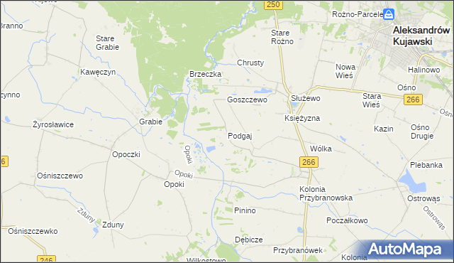 mapa Podgaj gmina Aleksandrów Kujawski, Podgaj gmina Aleksandrów Kujawski na mapie Targeo