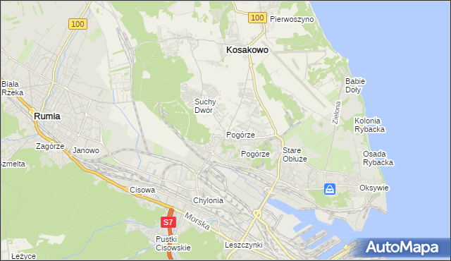 mapa Pogórze gmina Kosakowo, Pogórze gmina Kosakowo na mapie Targeo