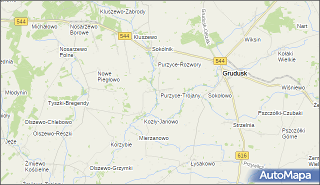 mapa Purzyce-Trojany, Purzyce-Trojany na mapie Targeo