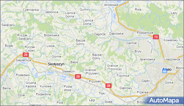 mapa Bączal Dolny, Bączal Dolny na mapie Targeo