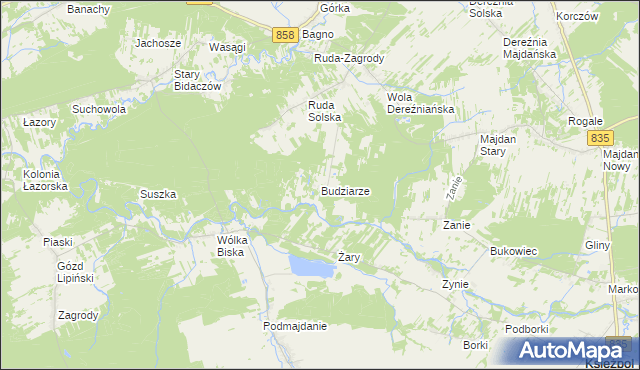 mapa Budziarze, Budziarze na mapie Targeo