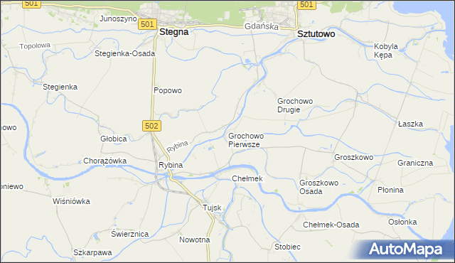 mapa Grochowo Pierwsze, Grochowo Pierwsze na mapie Targeo