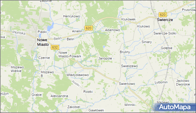 mapa Janopole gmina Nowe Miasto, Janopole gmina Nowe Miasto na mapie Targeo