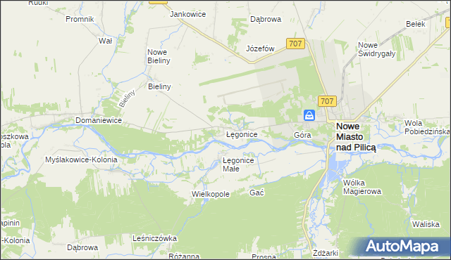 mapa Łęgonice, Łęgonice na mapie Targeo