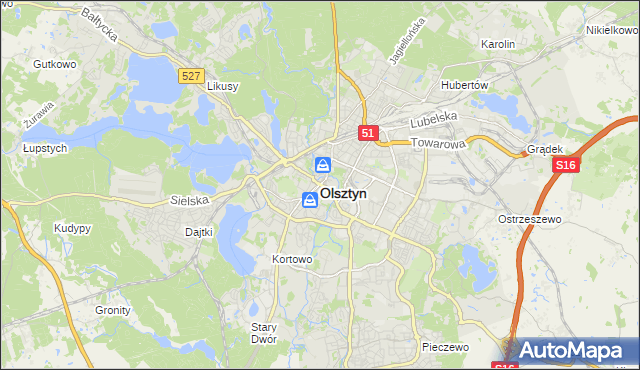 mapa Olsztyna, Olsztyn na mapie Targeo