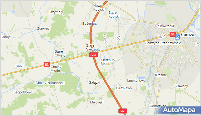 mapa Sierzputy Młode, Sierzputy Młode na mapie Targeo