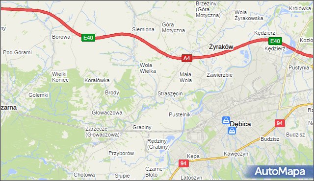 mapa Straszęcin, Straszęcin na mapie Targeo