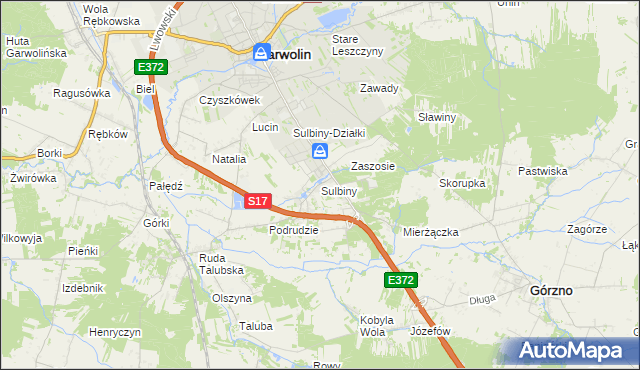 mapa Sulbiny, Sulbiny na mapie Targeo