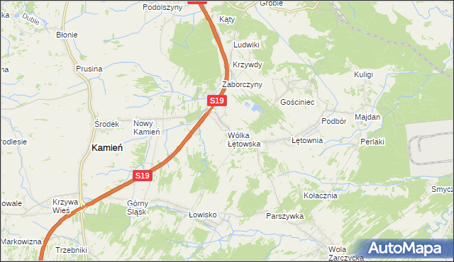 mapa Wólka Łętowska, Wólka Łętowska na mapie Targeo