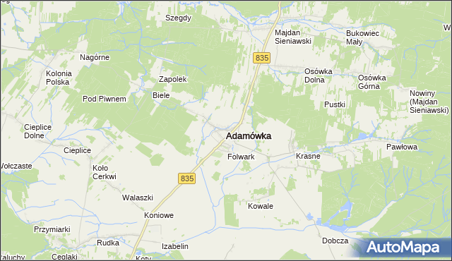 mapa Adamówka powiat przeworski, Adamówka powiat przeworski na mapie Targeo