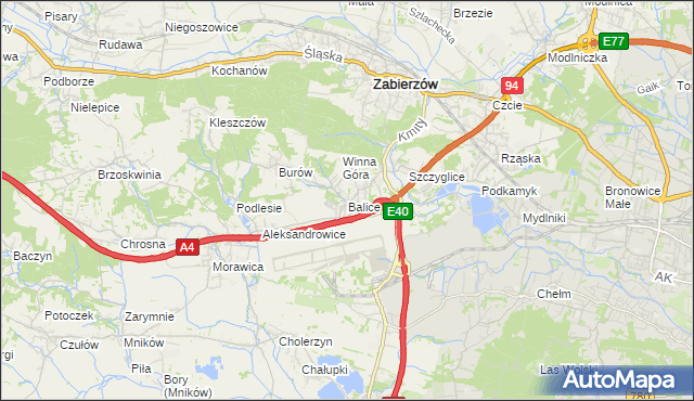 mapa Balice gmina Zabierzów, Balice gmina Zabierzów na mapie Targeo