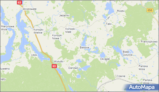 mapa Bielskie, Bielskie na mapie Targeo