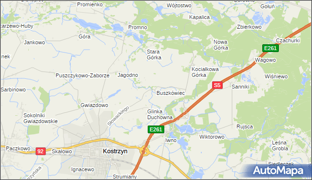 mapa Buszkówiec, Buszkówiec na mapie Targeo