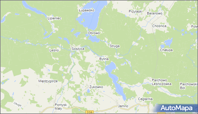 mapa Bylina gmina Parchowo, Bylina gmina Parchowo na mapie Targeo