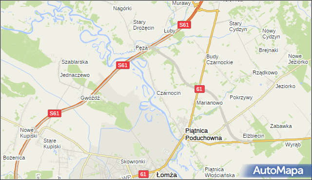 mapa Czarnocin gmina Piątnica, Czarnocin gmina Piątnica na mapie Targeo