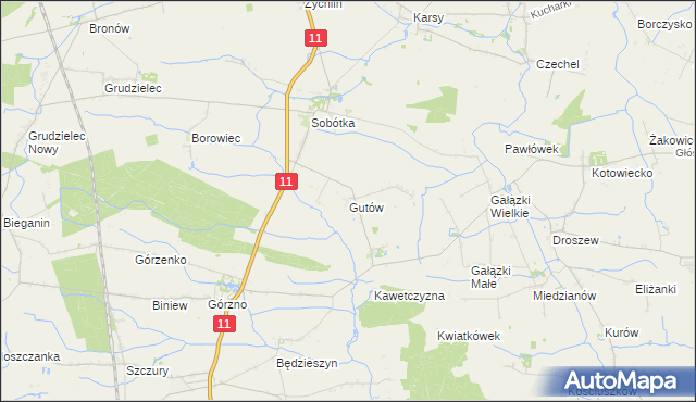 mapa Gutów gmina Ostrów Wielkopolski, Gutów gmina Ostrów Wielkopolski na mapie Targeo