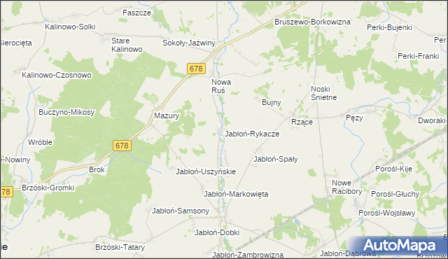 mapa Jabłoń-Rykacze, Jabłoń-Rykacze na mapie Targeo