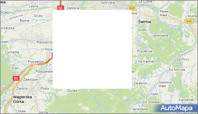 mapa Juszczyna, Juszczyna na mapie Targeo