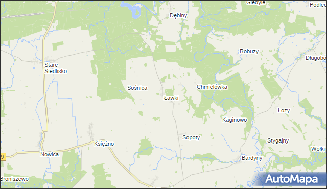 mapa Ławki gmina Wilczęta, Ławki gmina Wilczęta na mapie Targeo