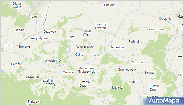 mapa Łazy gmina Zagórów, Łazy gmina Zagórów na mapie Targeo