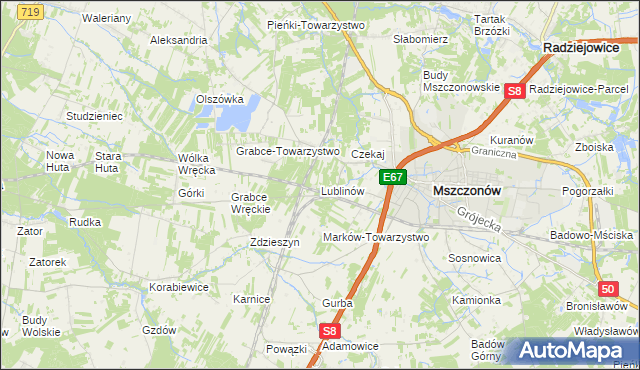 mapa Lublinów, Lublinów na mapie Targeo