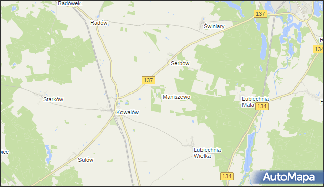 mapa Maniszewo, Maniszewo na mapie Targeo