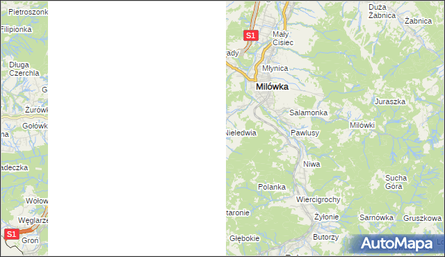 mapa Nieledwia, Nieledwia na mapie Targeo