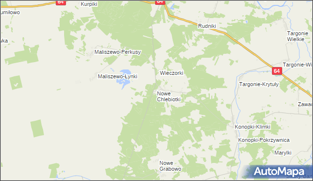mapa Nowe Chlebiotki, Nowe Chlebiotki na mapie Targeo