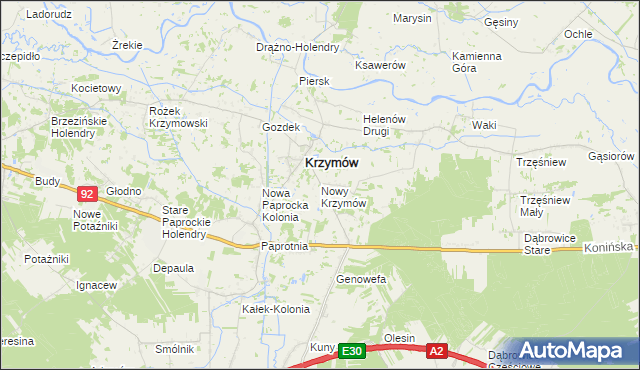 mapa Nowy Krzymów, Nowy Krzymów na mapie Targeo