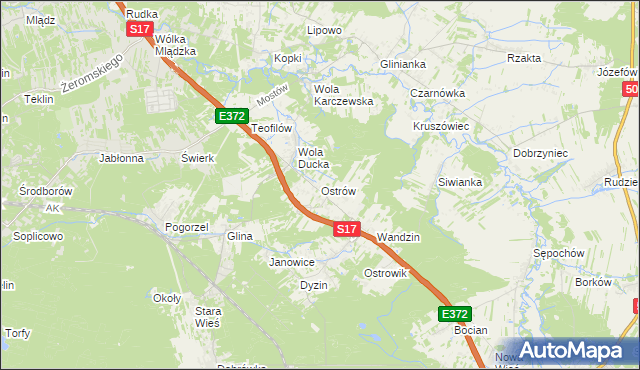 mapa Ostrów gmina Celestynów, Ostrów gmina Celestynów na mapie Targeo