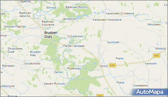 mapa Parzeń, Parzeń na mapie Targeo